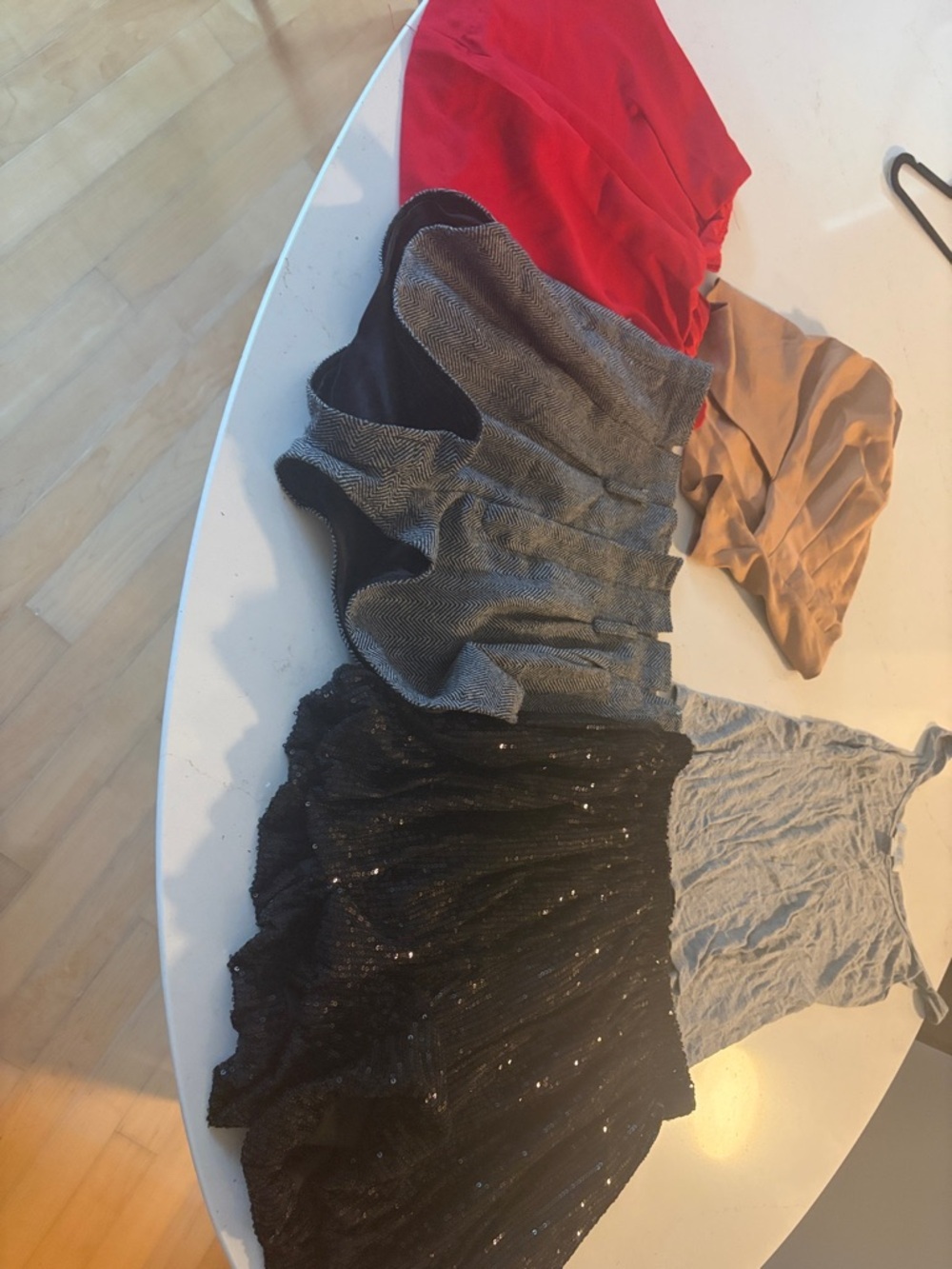 Mixed Skirt and Top Lot - Red, Tan, Gray, Black